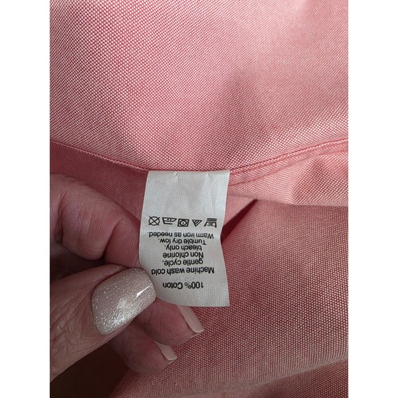 J Crew Men sz M Flex Oxford Button Down Shirt.  Coral Pink Cotton Long Sleeve - Picture 5 of 8
